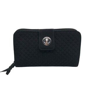 Vera Bradley Black  Microfiber RFID Turnlock Wallet